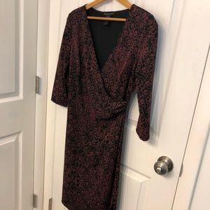 Faux Wrap Dress Size M Black Red Floral
